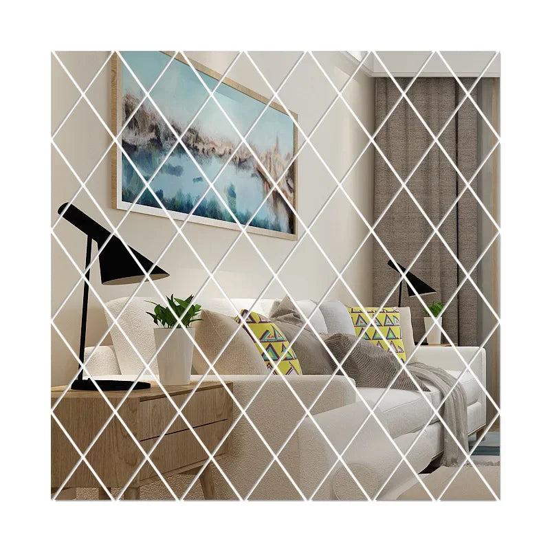 3d Mirror Stickers Acrylic Triangles Self-Adhesive Diamonds Diy