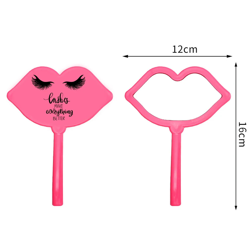 Pc Lip Shape Handheld Makeup Mirror Lash Tech