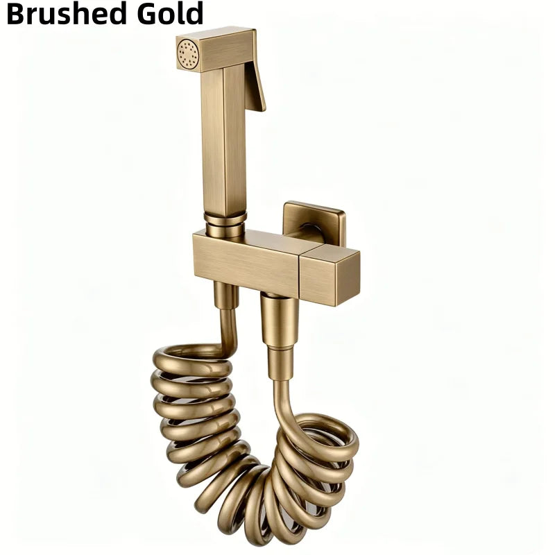 Brushed Rose Gold Brass Handheld Bidet High Voltage