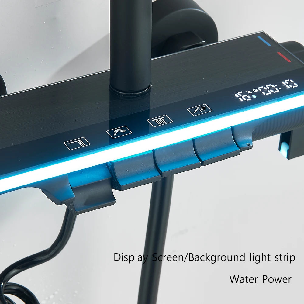 Black Lcd Display Screen Shower Faucet Bathroom Cold