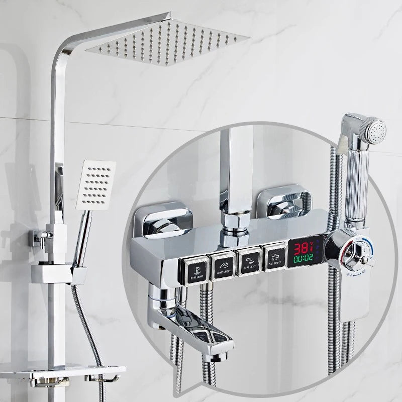 Chrome Digital Bathroom Shower System 10 Inch Stainless