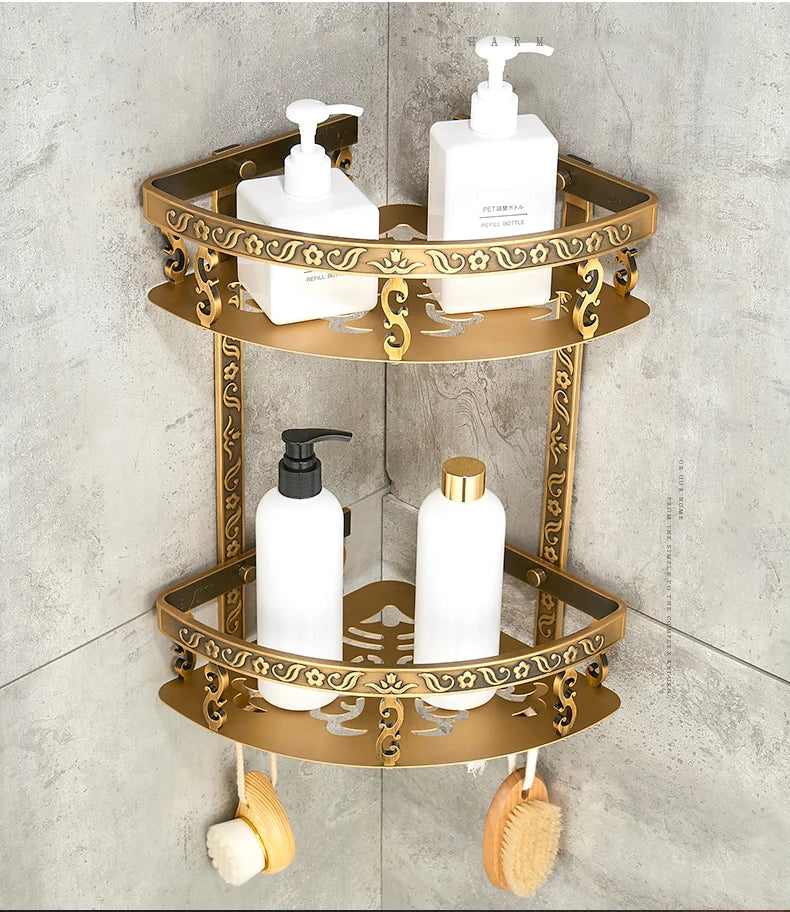 Antique Bathroom Hardware Wall-Mounted Towel Rack Toilet Brush
