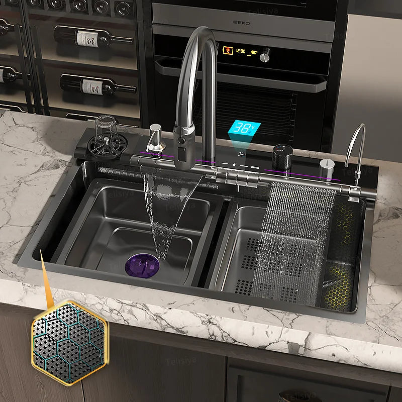 Various Waterfall Sink Stainless Steel Large Slot Digital
