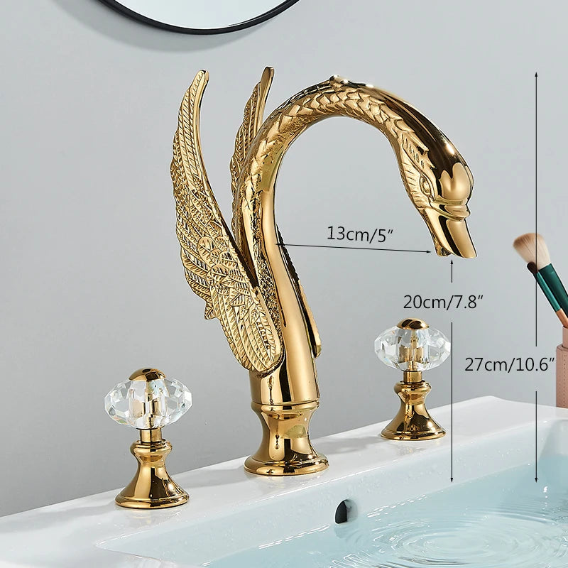 Golden Swan Shape Bathroom Faucet Basin Faucet Tap