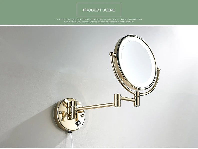 5x Magnifying Led Folding Bathroom Mirrors Wall Mounted