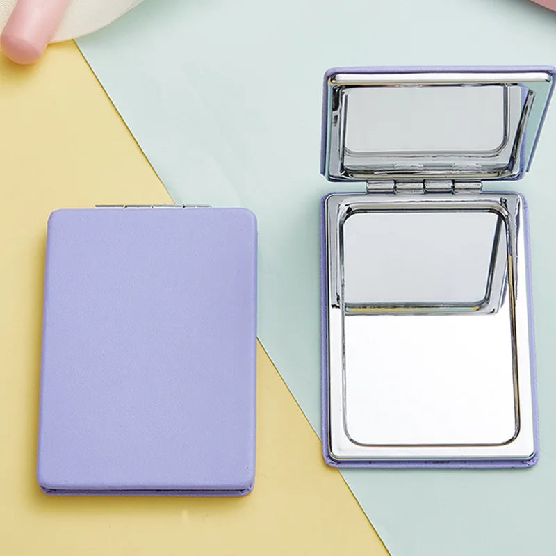 Cute Mini Pu Makeup Mirror Magnify Foldable Double