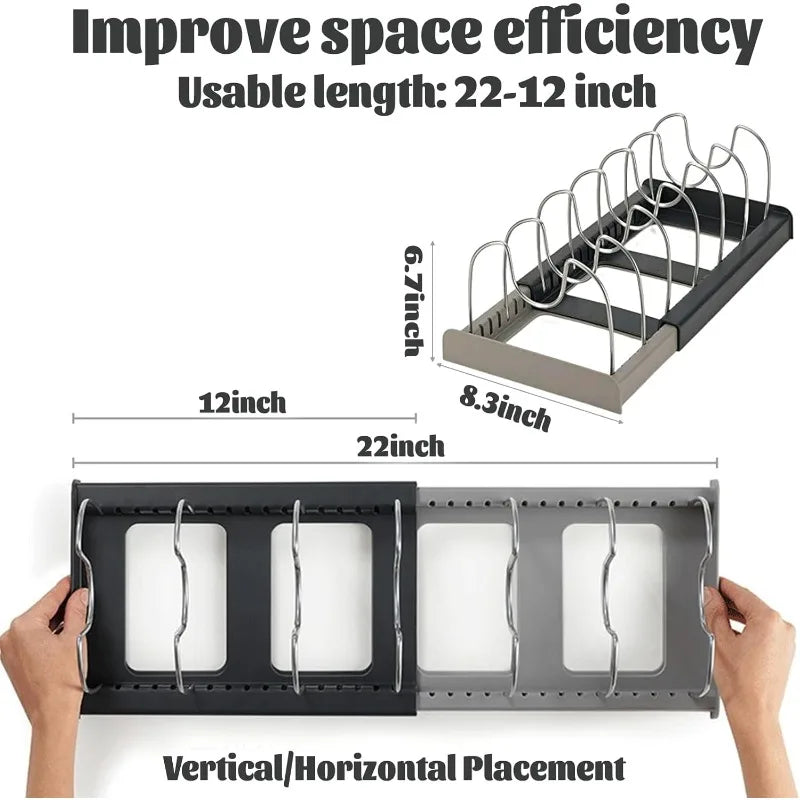 Expandable Pot & Pan Organizer Rack Adjustable Under