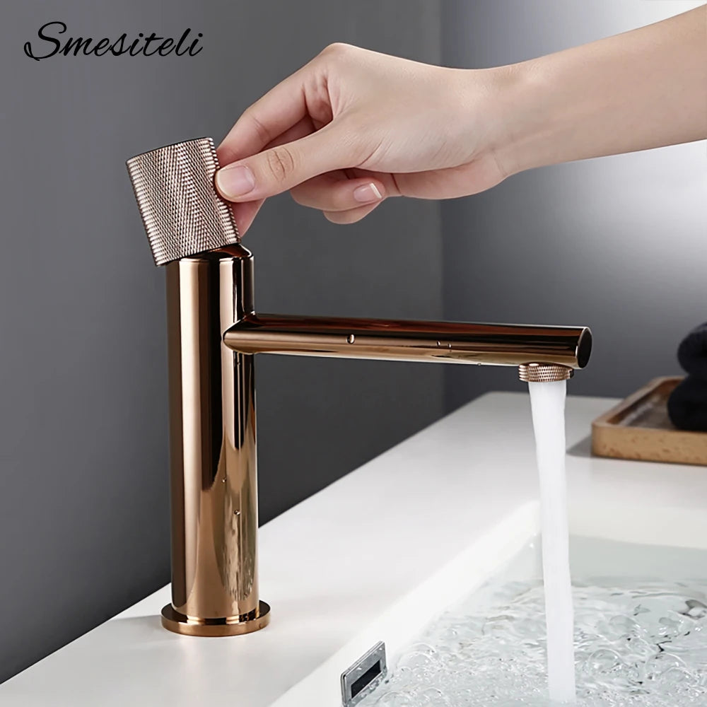 Brushed Rose Gold Bathroom Basin Faucet 100 Brass