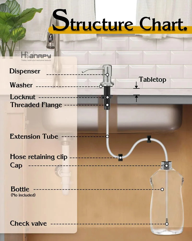 304 Stainless Steel Press-Type Sink Soap Dispenser 17oz/500ml