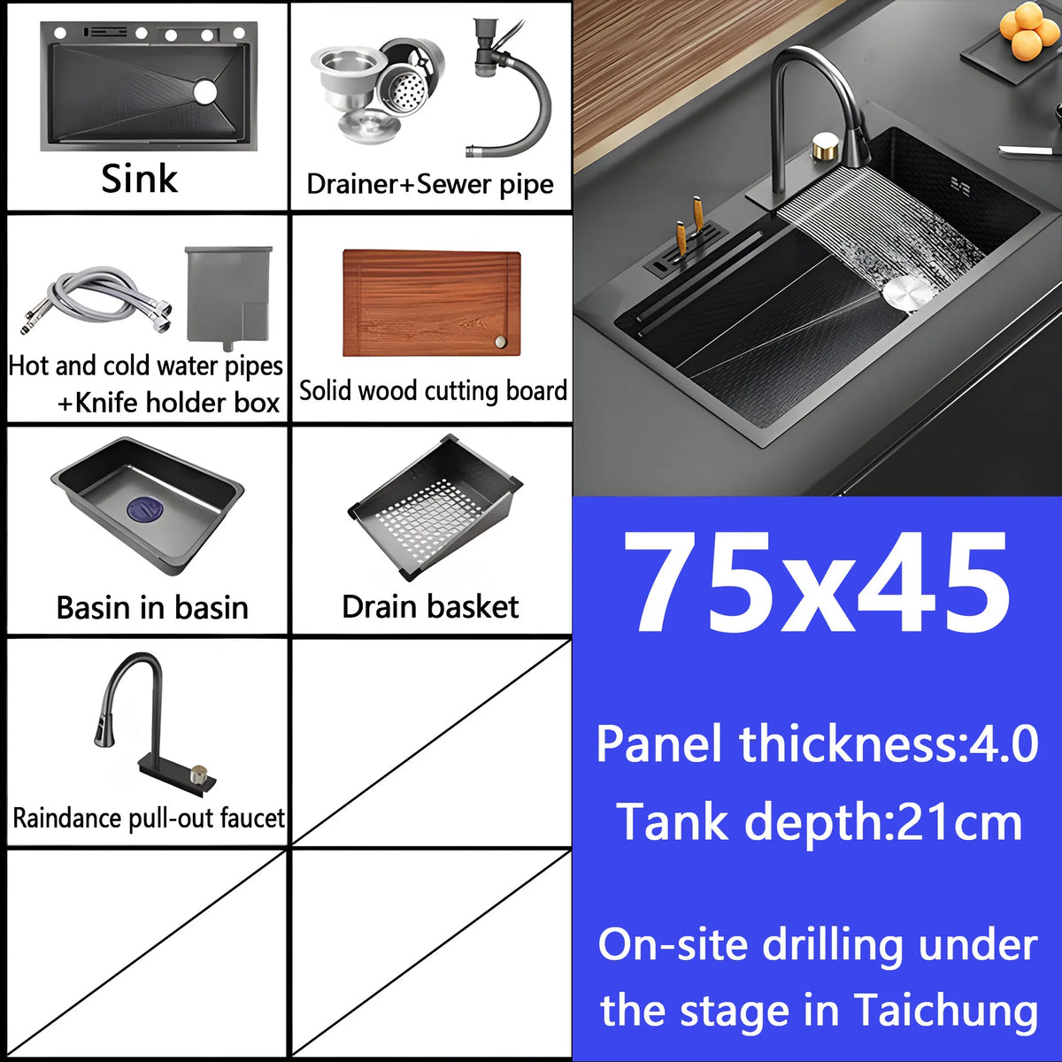 Embossed Honeycomb Flying Rain Waterfall Sink Handmade 304