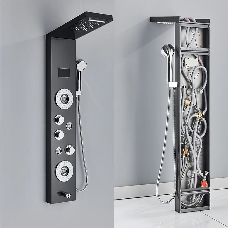 Led Shower Panel Faucet Rainfall Headshower Spa Massage