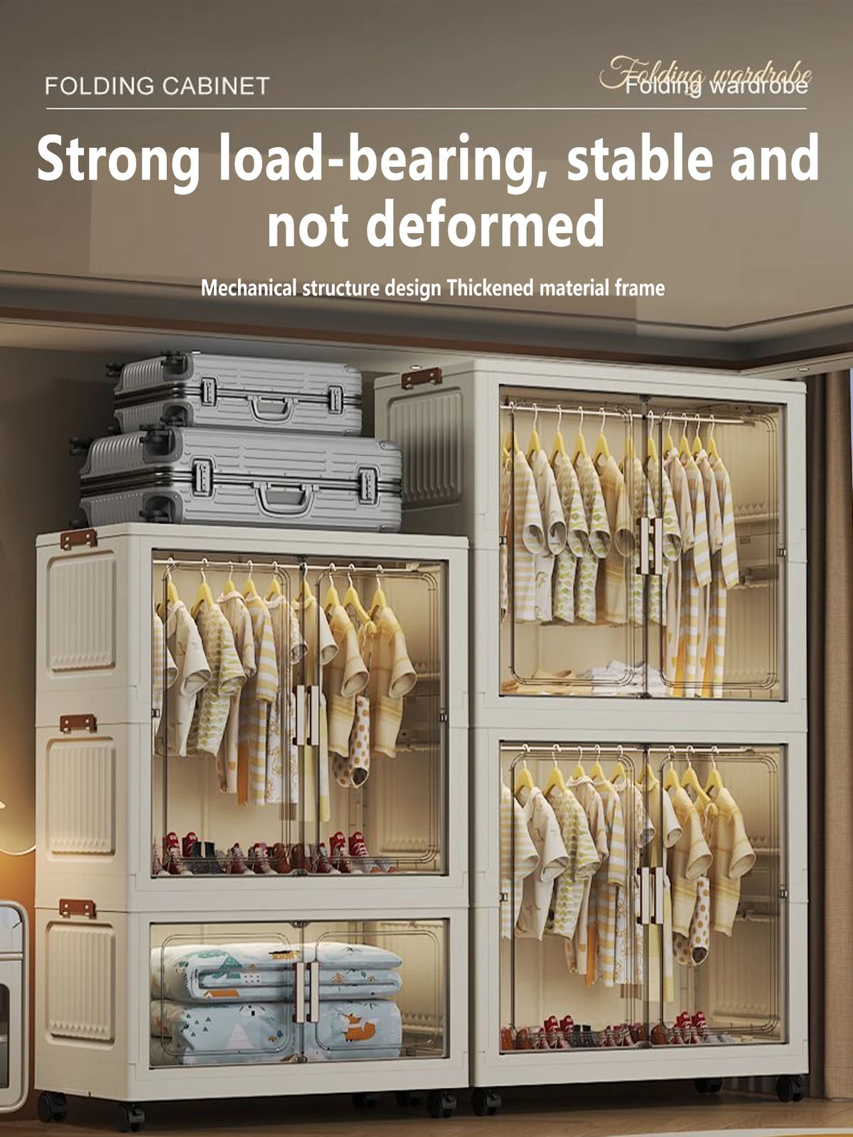 Multi-Functional Folding Storage Cabinet Doors White/Black/Gray