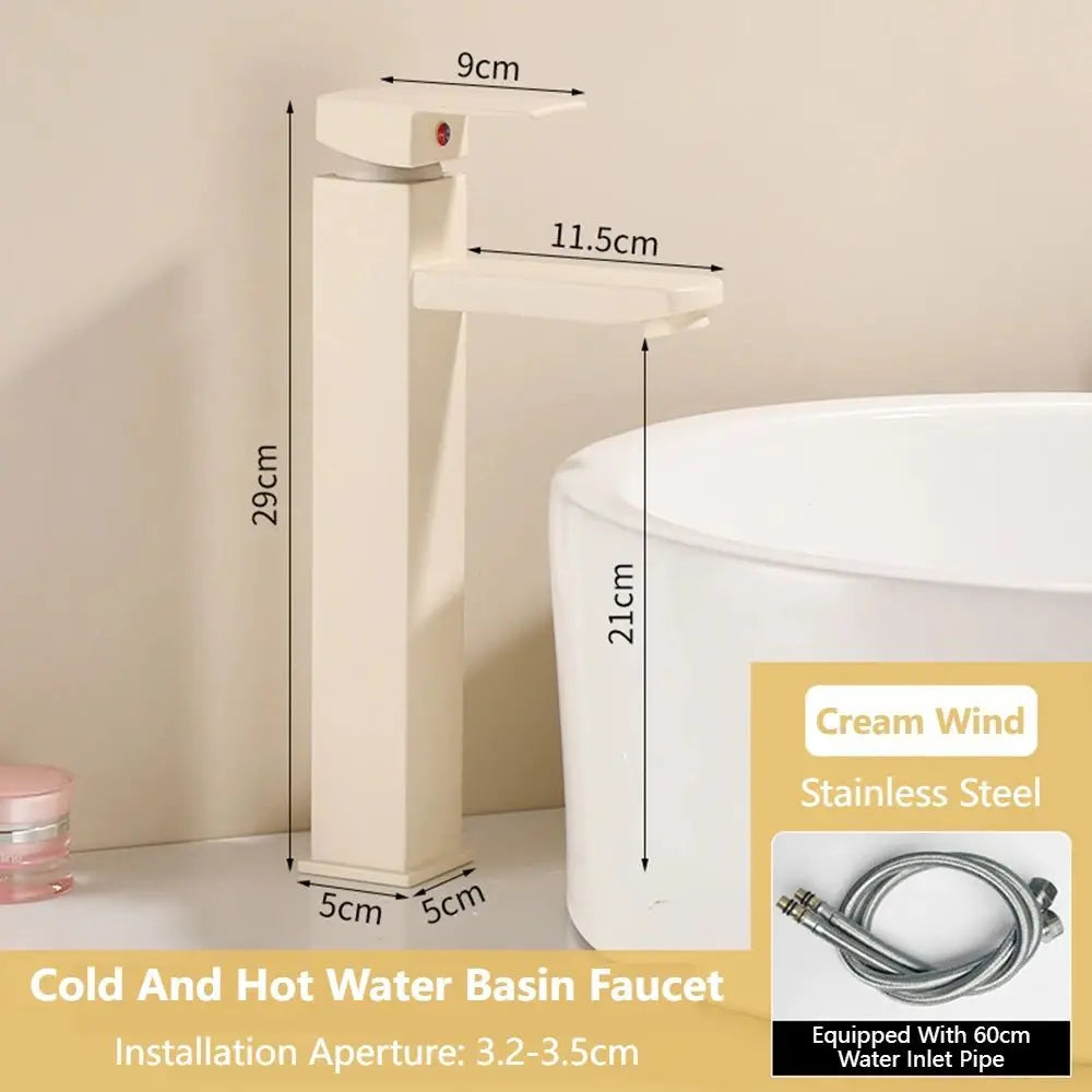Milk White Handle Deck Mounted Basin Sink Faucet