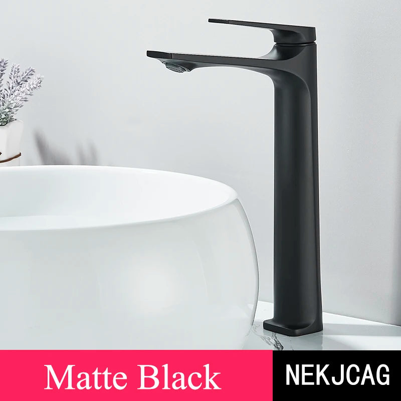 Brass Core Modern Bathroom Sink Faucet Handle Deck