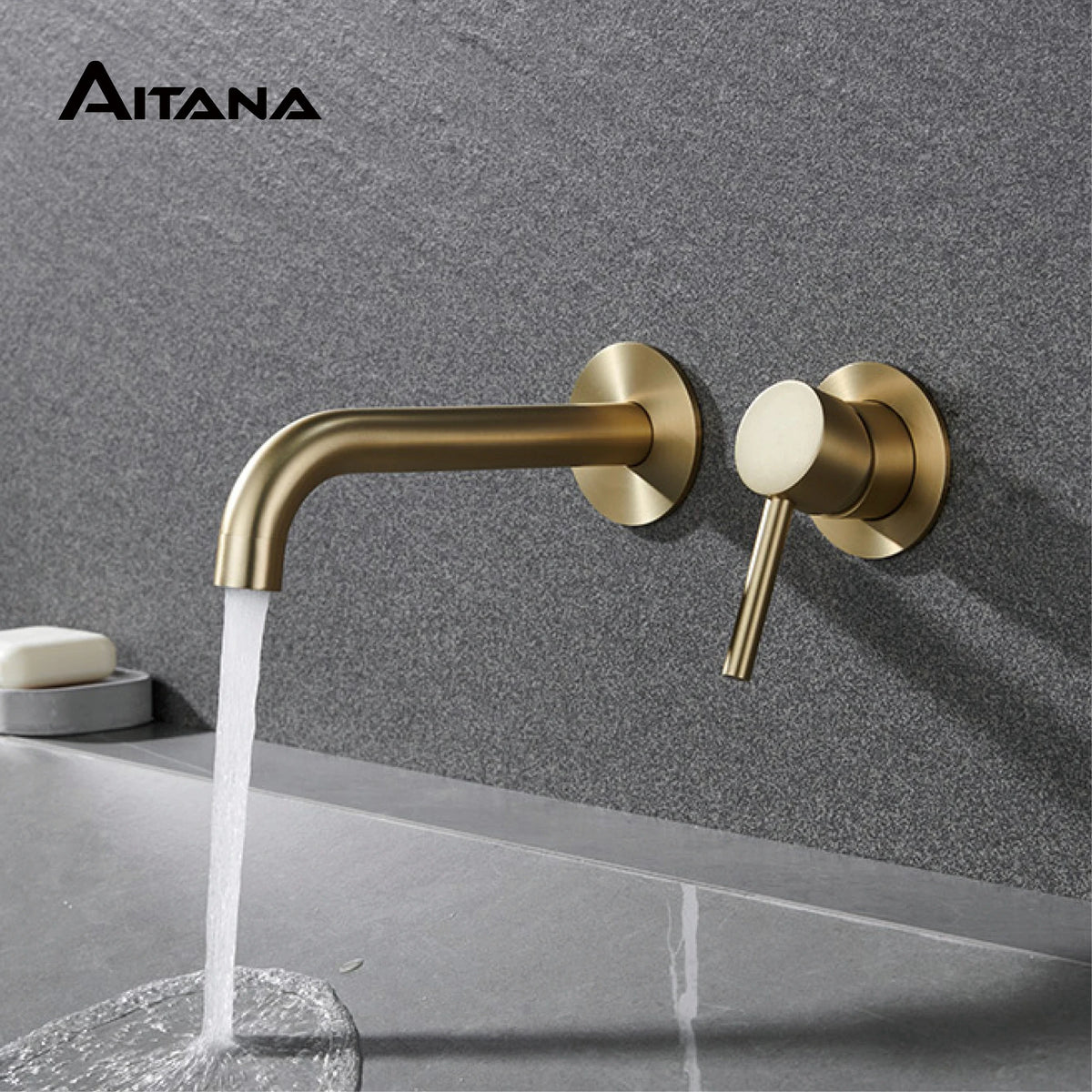 Modern Wall-Mounted Black Brass Bathroom Faucet Concealed Design