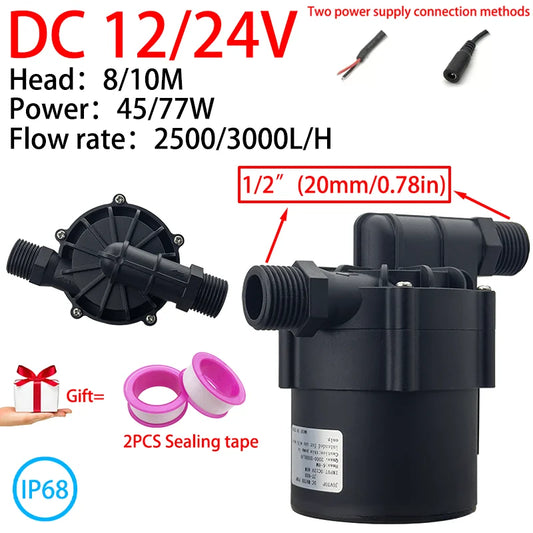 Silent Brushless Motor Dc12v 24v 2500 3000l/H Water