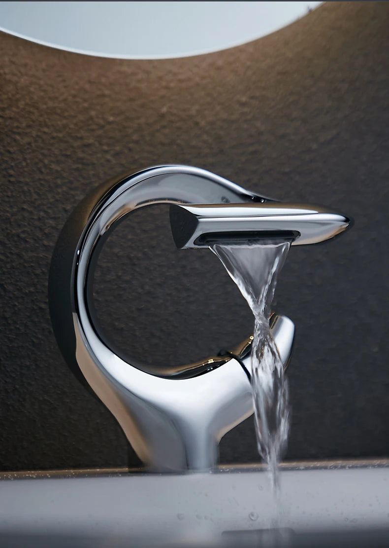 Design Basin Faucet Brass Bathroom Basin Waterfall Cold