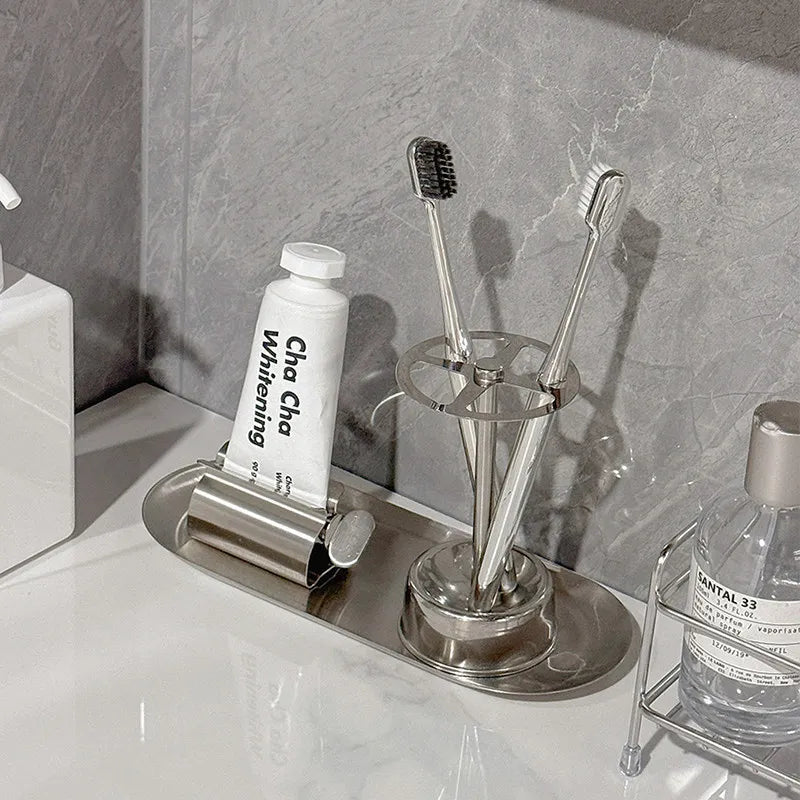 Stainless Steel Toothbrush Toothpaste Holder Wall Mounted