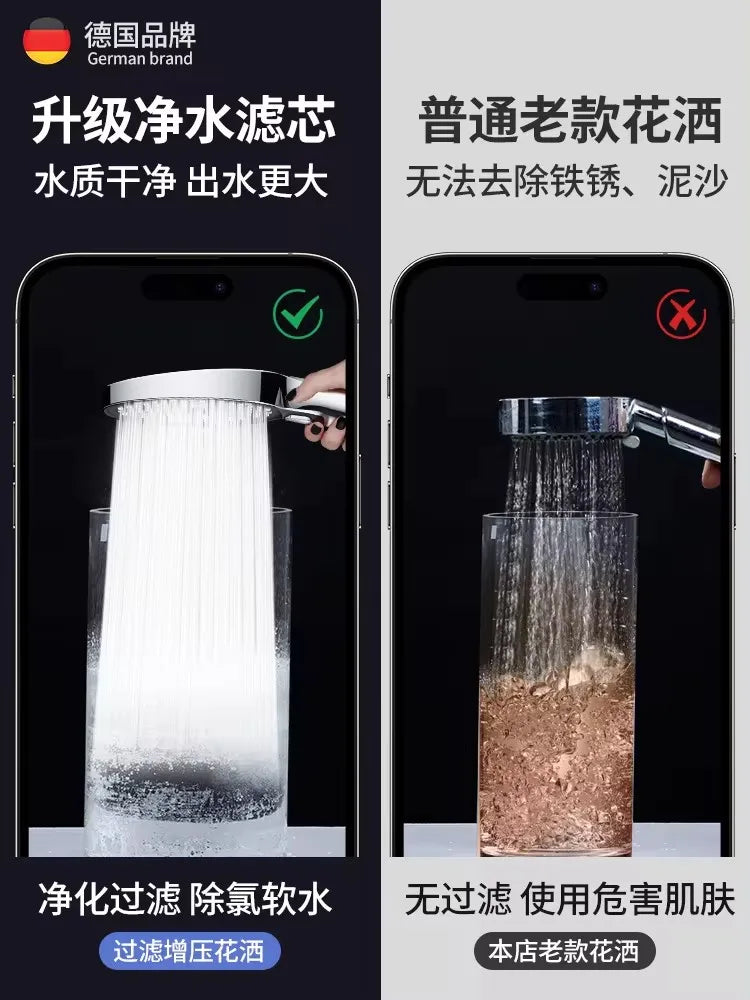 150mm Big Panel Modes Pressure Boost Shower Head
