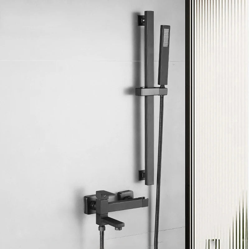 Chrome Black Bath Shower Faucet Wall Mounted Bathtub