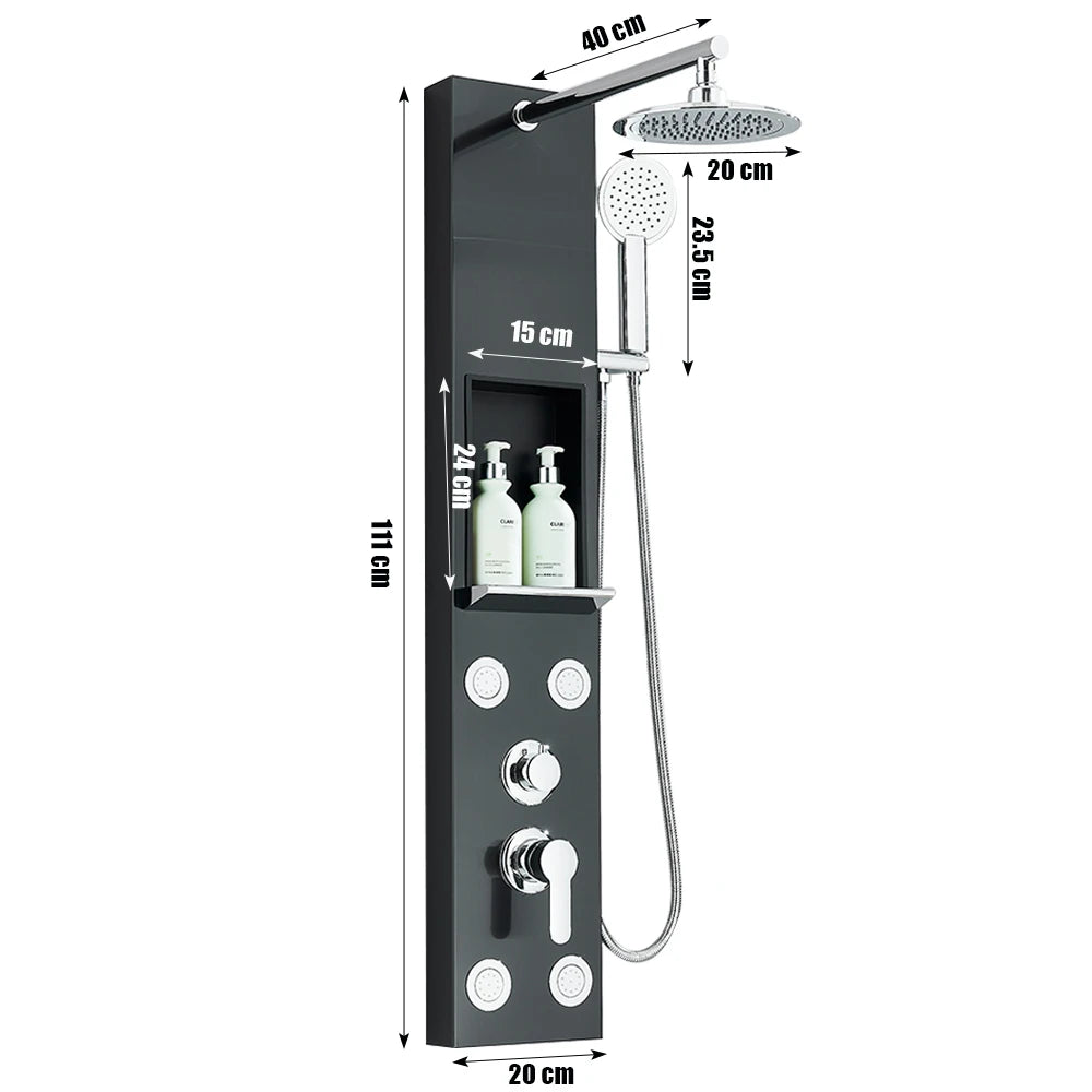 Black Shower Panel Column Big Screen Rain&Waterfall Shower