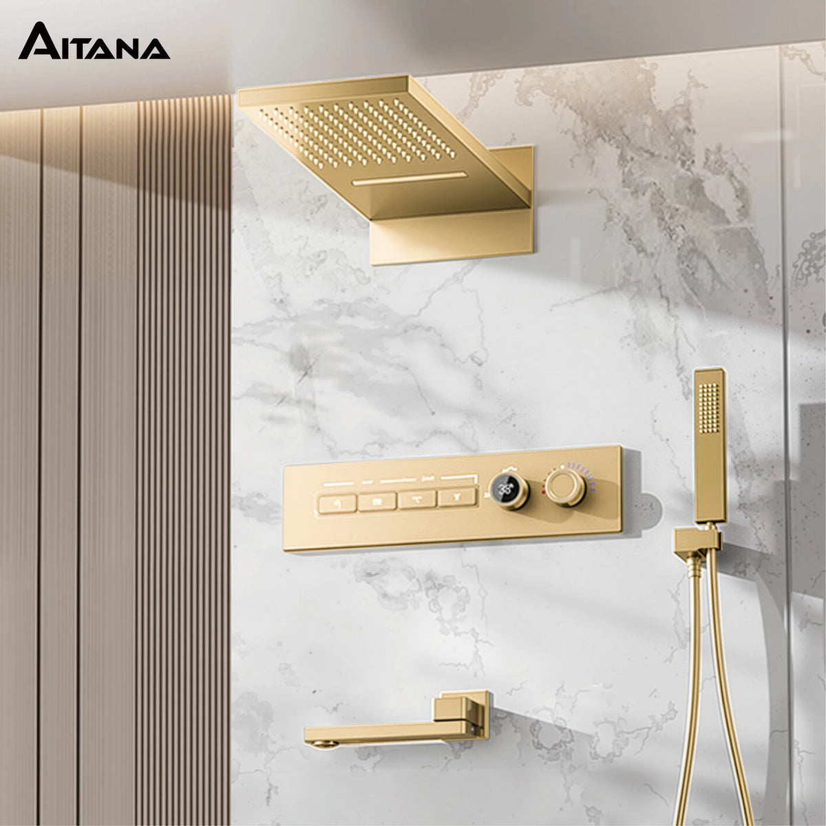 Modern Brushed Gold Brass Led Digital Ceiling Embedded