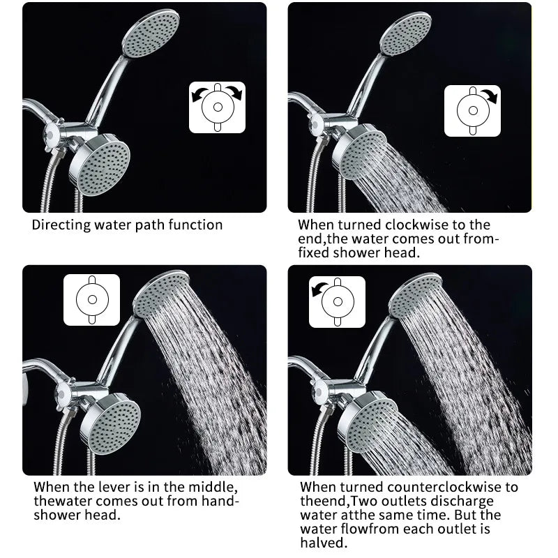 In1 Handheld Shower Bracket Three-Way Water Distributor &