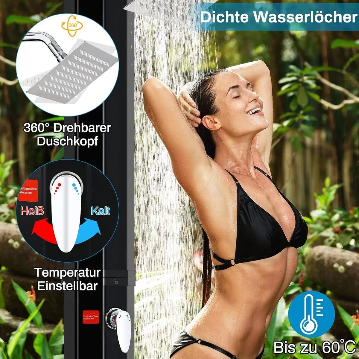 35l/40l/60l Solar Shower Column Panel Garden Beach Waterproof
