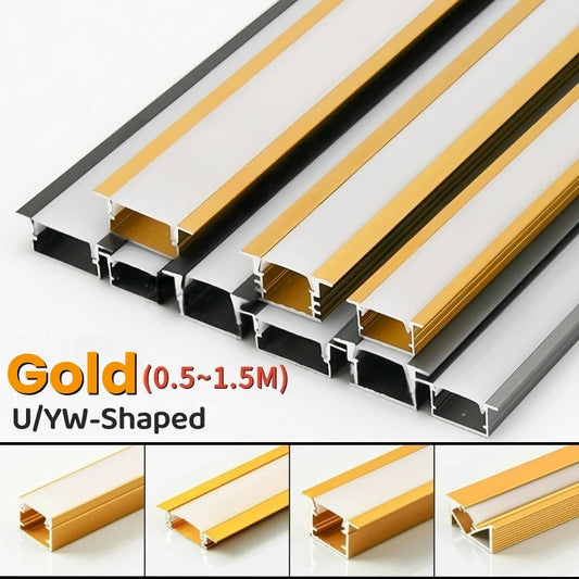 1m/1 5m Gold Led Aluminum Profile V/U/Yw Shaped