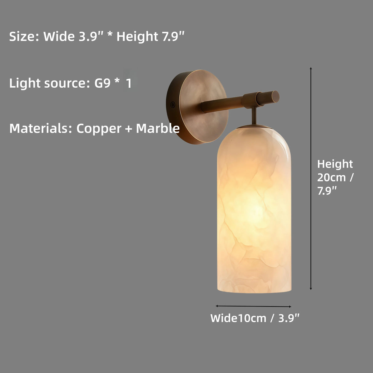 Brass Marble Wall Light Alabaster Wall Sconce Led
