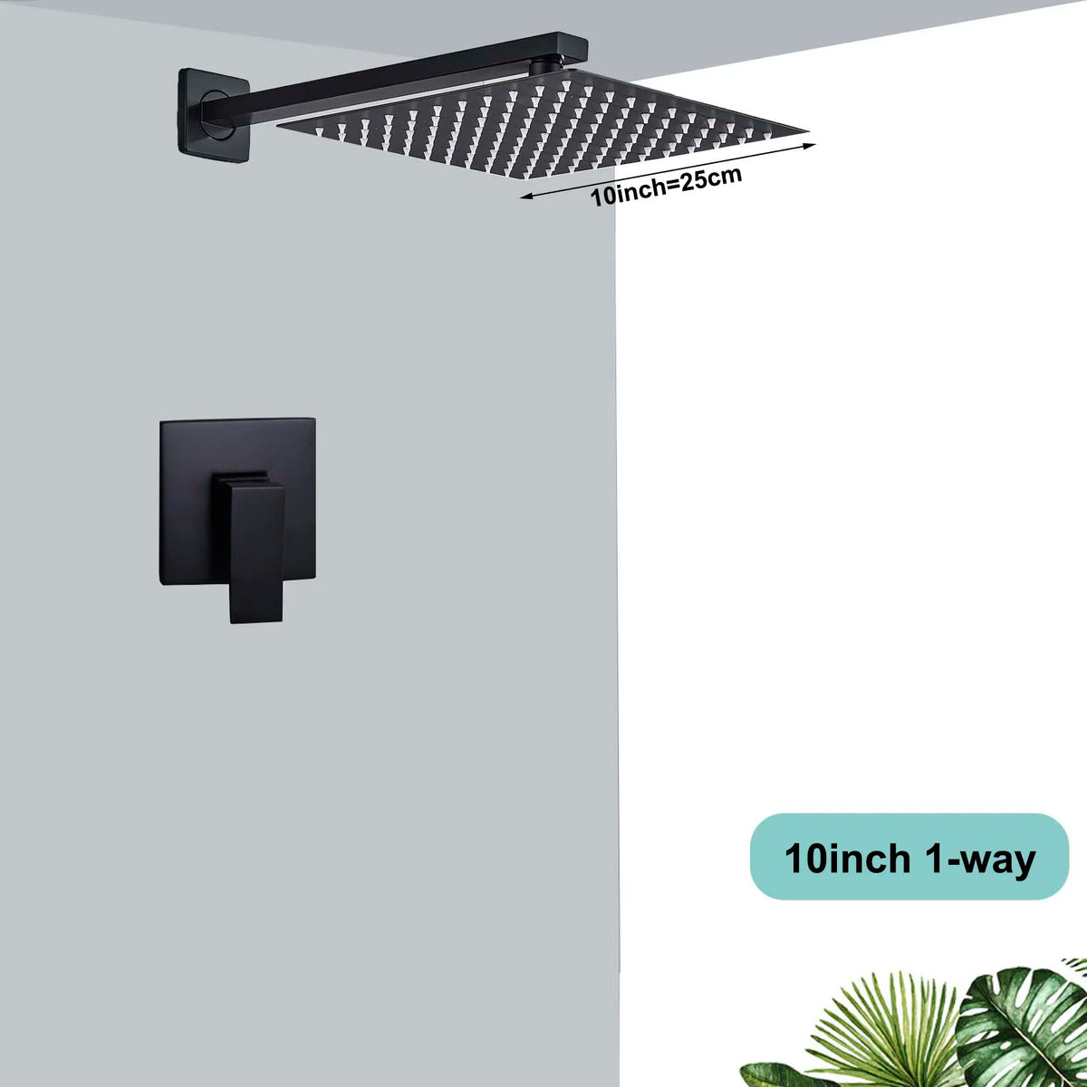 Saflihca Matte Black Shower Faucets Rainfall 8/10/12/16 Concealed