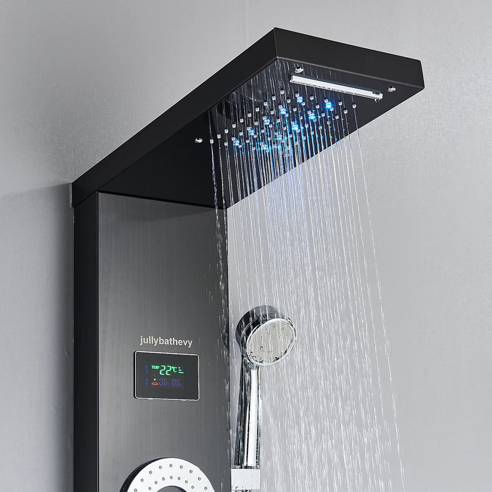 Led Shower Panel Tower System Rain Waterfall Shower