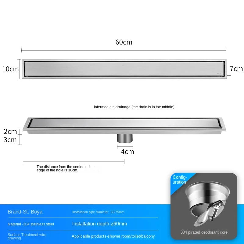Luxury Hidden 304 Stainless Steel Rectangular Floor Drain