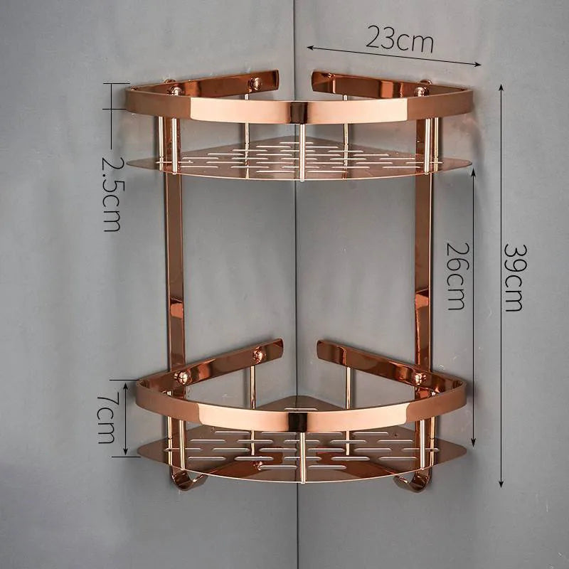 Bathroom Shelf Rose Gold Corner Shelf Shampoo Brass
