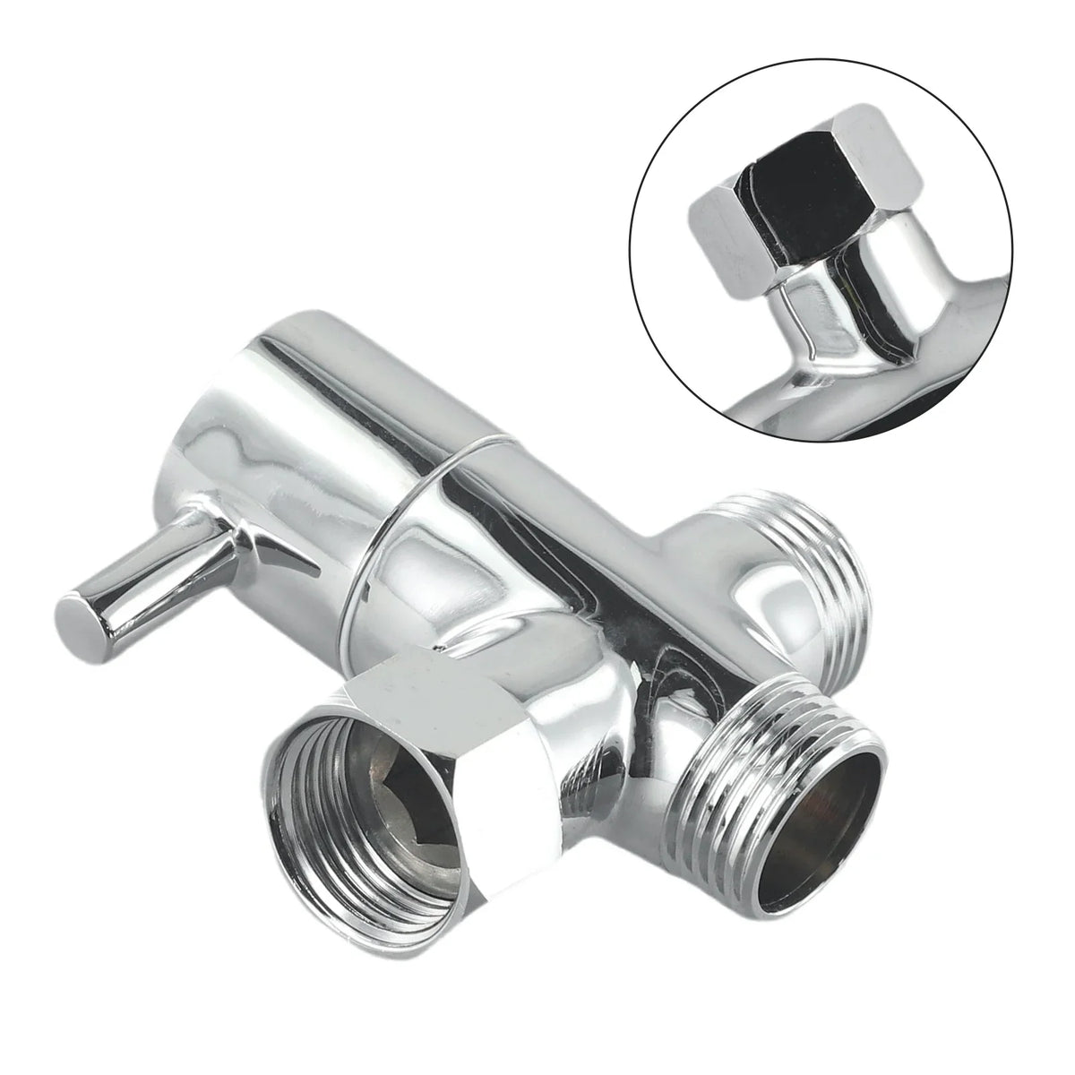 Way Brass Diverter Valve T-Adapter Converter Chrome Shower