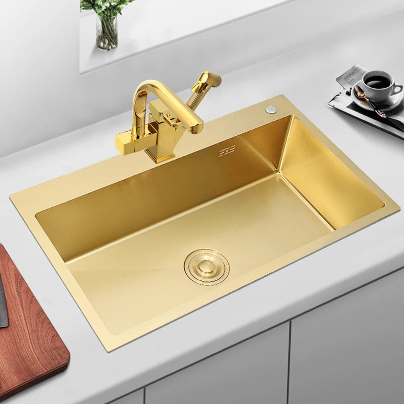 Gold Kitchens Sink Nano Handmade 304 Stainless Steel