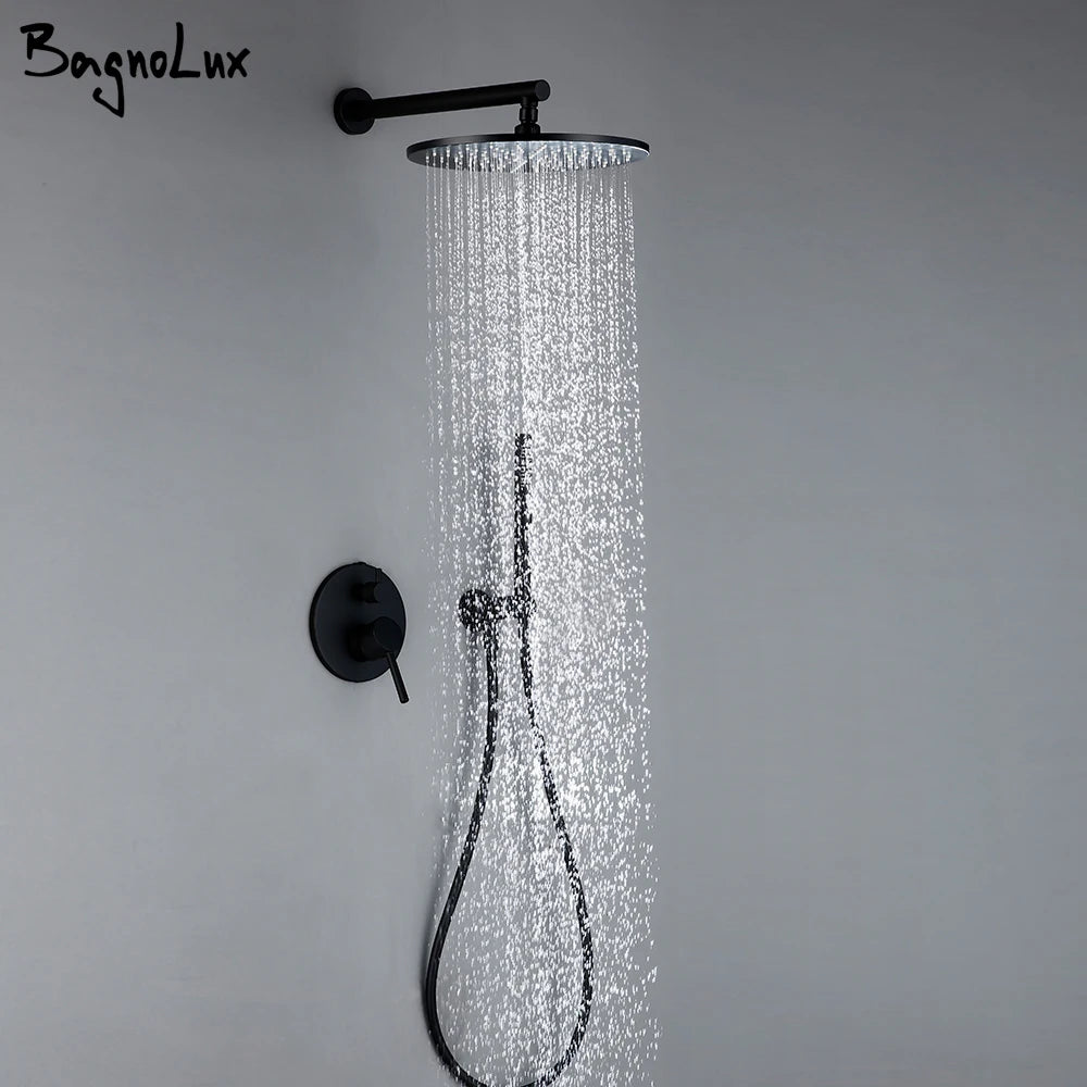 Black Shower System Bathroom Faucet Mixer Diverter Tap