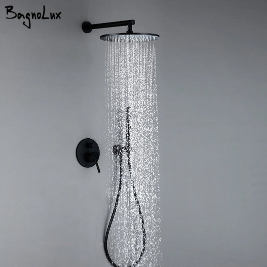 Black Shower System Bathroom Faucet Mixer Diverter Tap