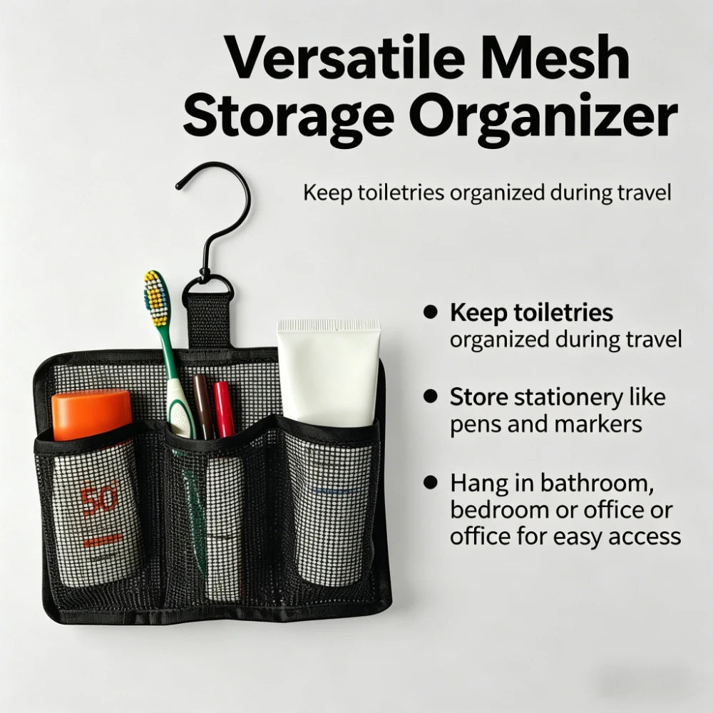 Hanging Shower Caddy Rotatable Hooks Lightweight Mesh Compartment
