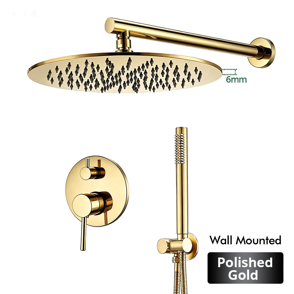 Brushed Stainless Steel Brass Built Installation Rain Shower