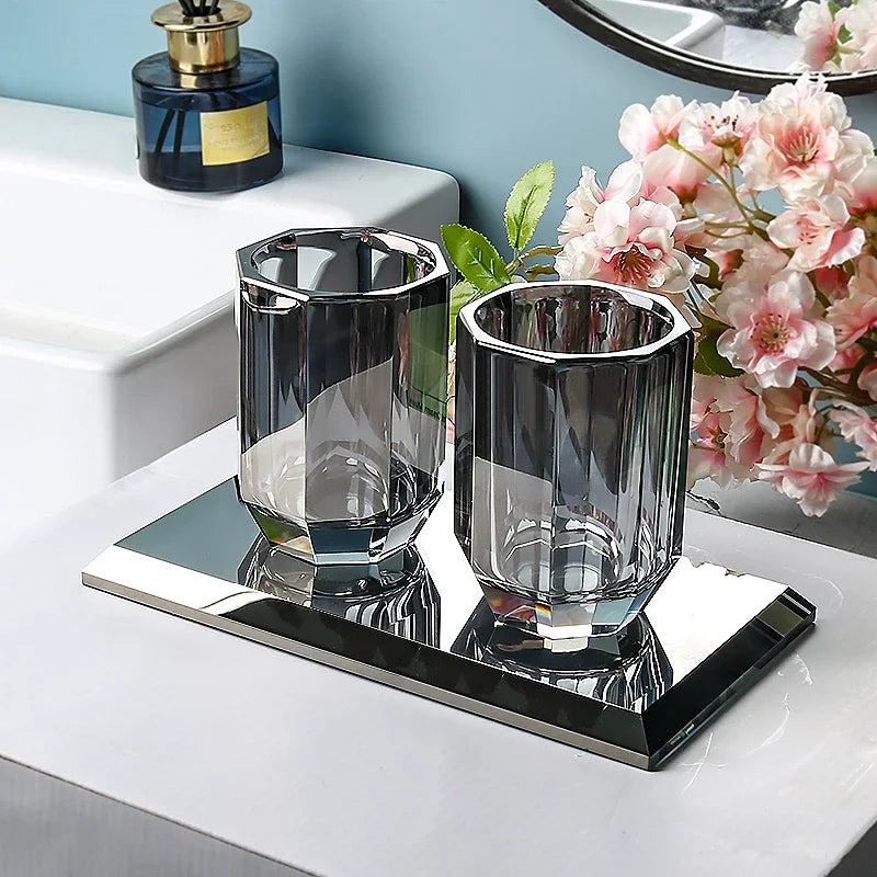 Light Luxury Crystal Glass Bathroom Lotion Bottle Transparent