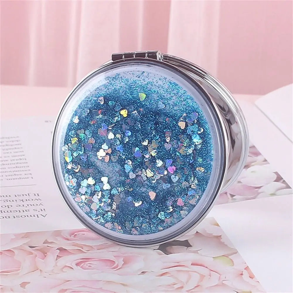 Quicksand Makeup Mirror Shiny Bling Magnifying Foldable Mirror