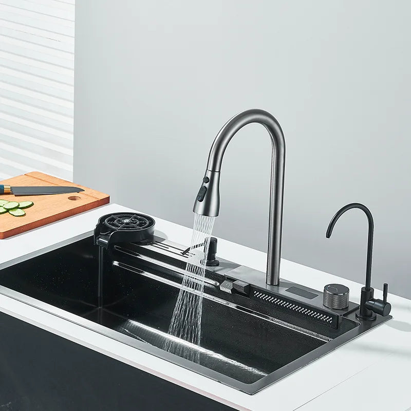 Brushed Gold 304 Stainless Steel Waterfall Style Modern