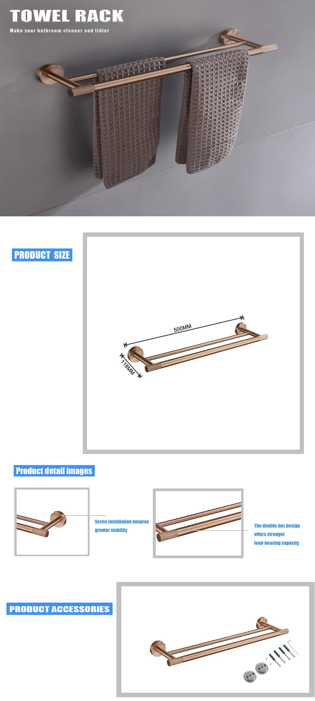 Brushed Rose Gold Toilet Brush Holder Toilet Paper