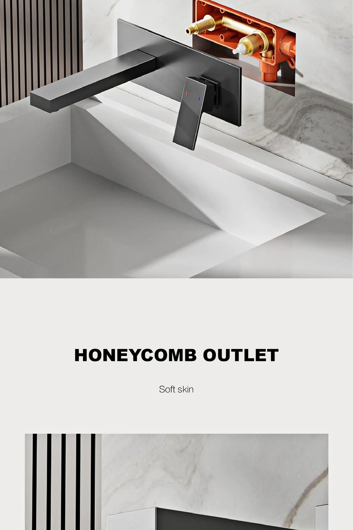 Luxury Brass Black Bathroom Simple Faucet Wall Mounted
