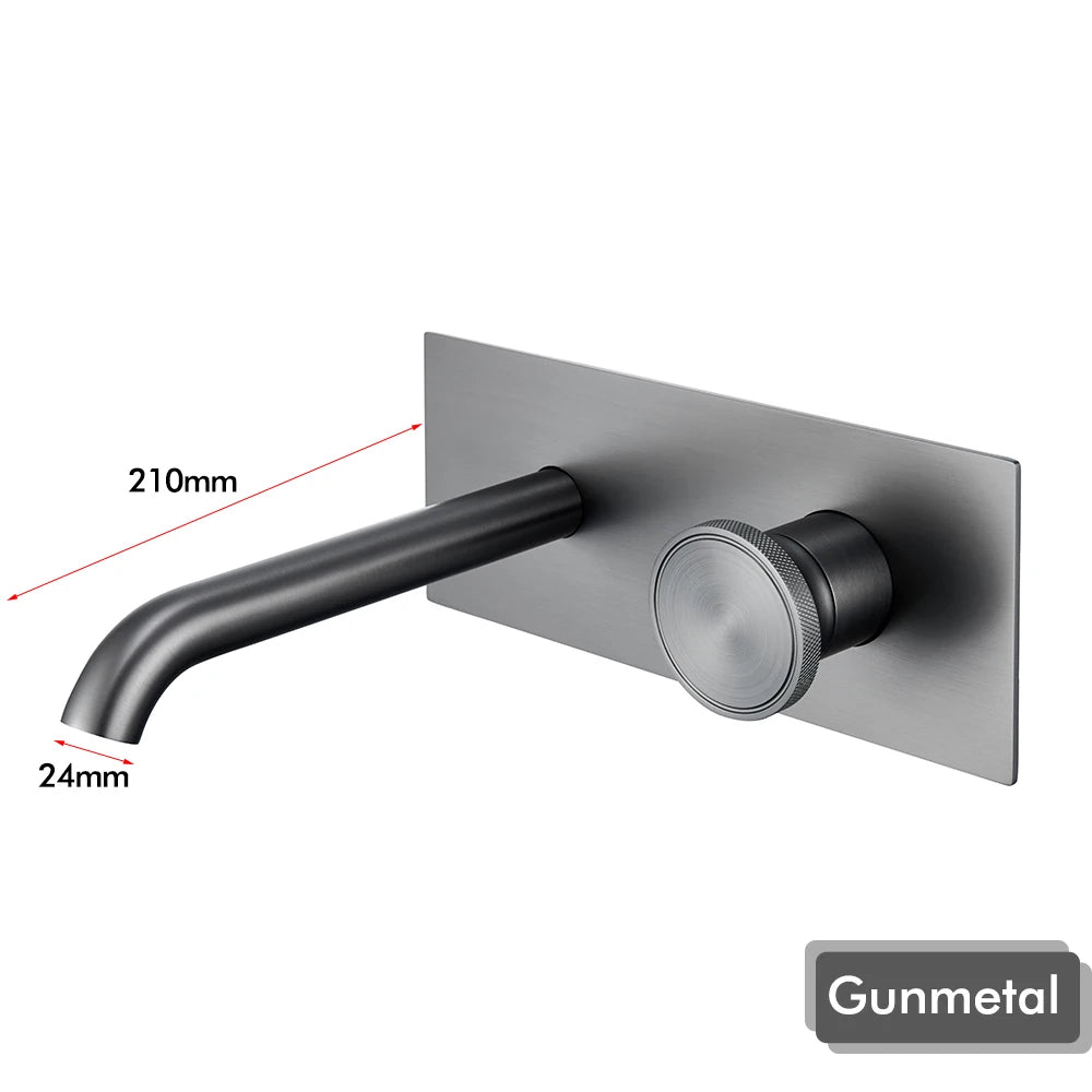 Brushed Gold Basin Faucet Recessed Control Switch Tap