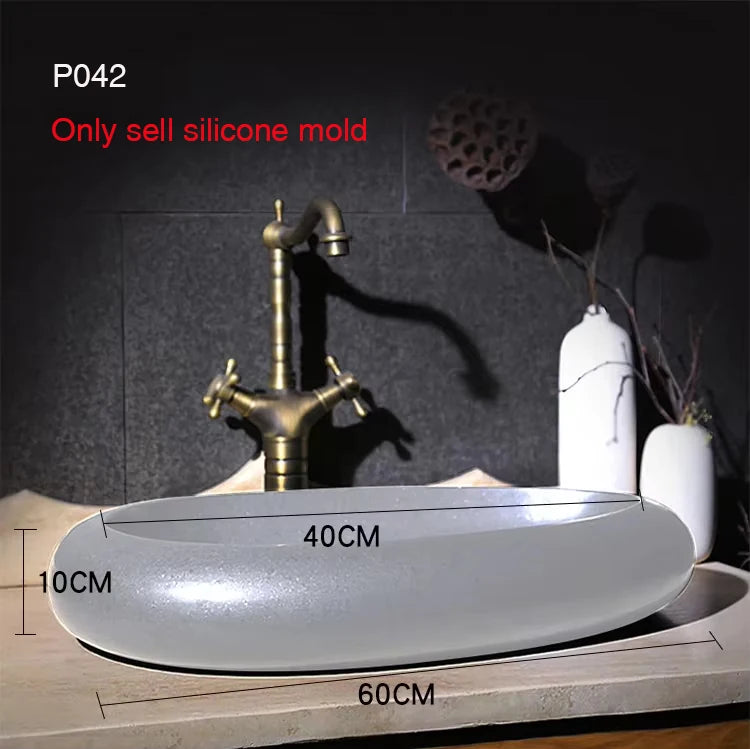 Circular Concrete Sink Silicone Mold Bathroom Square Sink