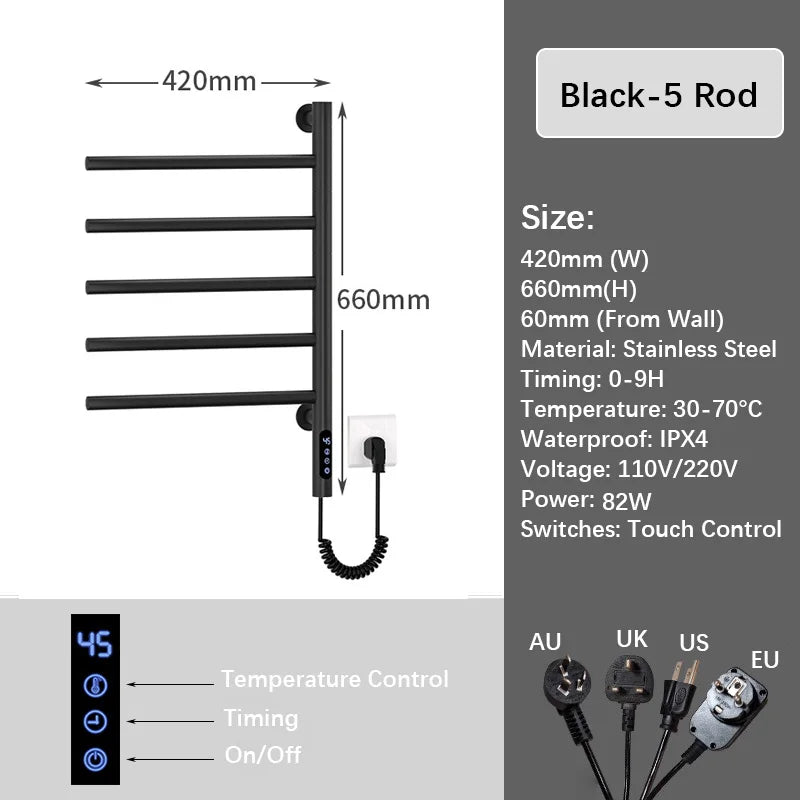 Bathroom Fast Dry Electric Towel Rack Smart Temperature