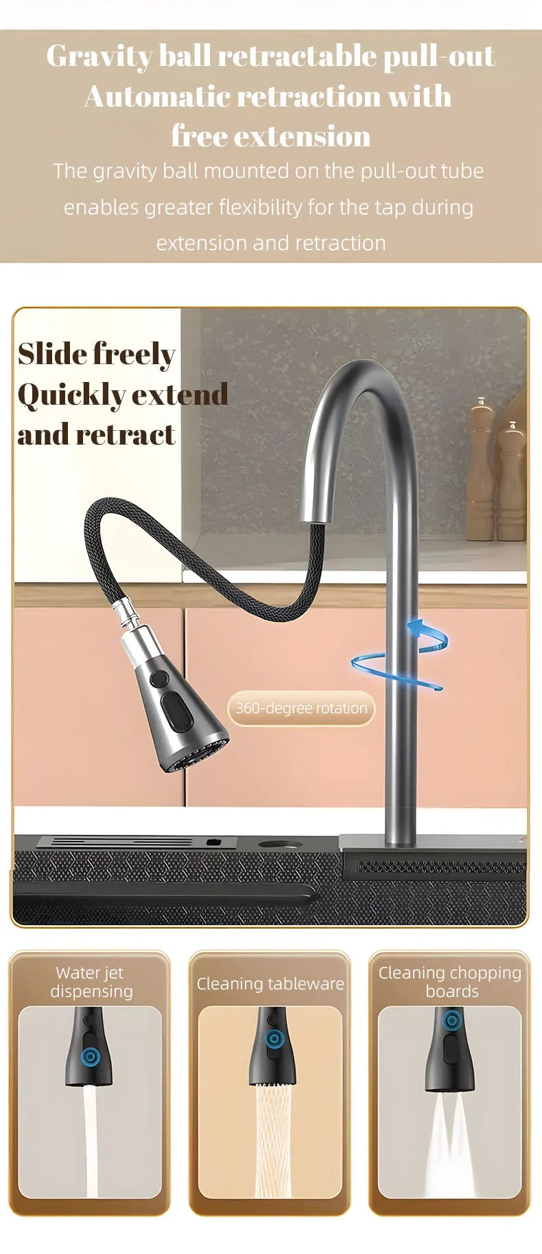 Double Waterfall Mode Large Capacity Sink Double-Track