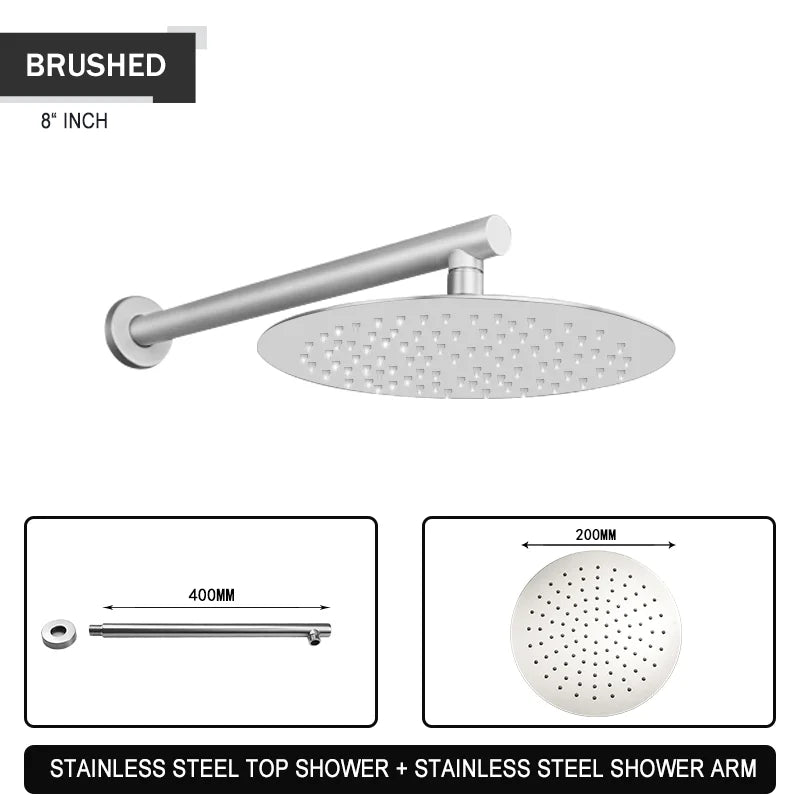 Brushed Gold Black Chrome Grey Overhead Shower Head